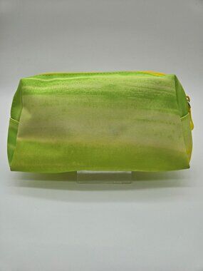 Clinique Green Yellow Canvas Makeup Travel Bag Wristlet